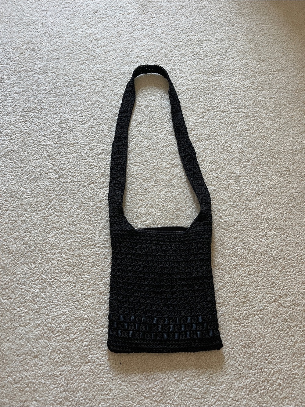 Black Crochet Crossbody Bag